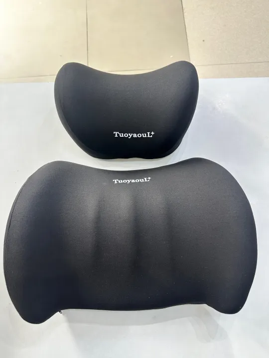 2Pcs%20Premium%20Memory%20Foam%20Neck%20Pillow%20And%20Lamber%20Support%20Black%20Color%20-%20Image%202