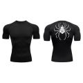 Y2K Spider Print Compression Tshirt Men's Casual Tight T-shirt Gym Fitness Summer Shirt Quick Dry Running Sportwear. 