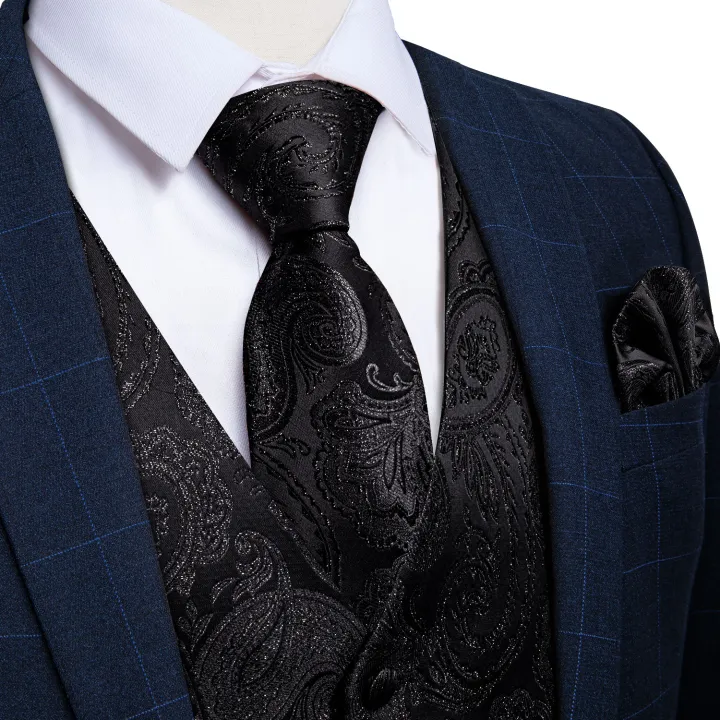 Paisley%20Men's%20Suit%20Vest%20Black%20Pink%20Red%20Wedding%20Prom%20Tuxedo%20Waistcoat%20Necktie%20Handkerchief%20Cufflink%20Sleeveless%20Jacket%20Vest%20-%20Image%202