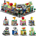 16 Style Mini Street View  Coffee Store Piano Game Hall Fruit Bookstore Building Blocks Bricks Movie Model Toy Boys Girls Gifts. 