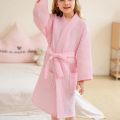 Kids Spring/SummerSwim Robe Waffle Weave Bathrobe for Older Children Bath Towel with Quick-Dry Absorbent Fabric Cotton Bathrobe.
