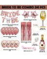 Bachelorette Party Decorations - 34pcs Bride To Be Decoration Set Combo | Bride To Be Foil Balloon Banner | Bride To Be Sash And Crown | Rose Gold Metallic Balloons | Bride To Be Props. 
