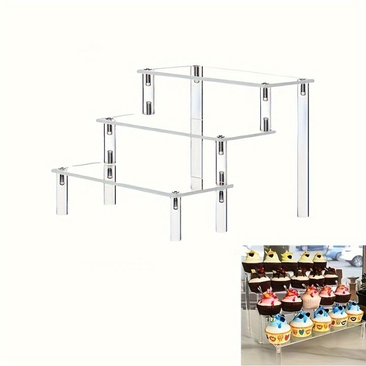 1pc Multi-Layer Acrylic Display Stand Clear Cake Display Rack Transparent Trapezoidal Storage Shelf Perfect For Dessert Cupcake