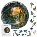 Wooden Puzzles for Adults, Flat Puzzle with 3D Visual Effect, Winter Scene Wooden Jigsaw Puzzles for Adults, Forest River Sunset. 