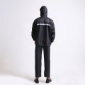 Black/red rain poncho with reflective stripe models hooded coat waterproof rain suit. 