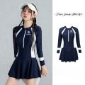 Black and White Color Matching One-piece Sports Small Chest Gathered To Cover The Belly Weight Swimming Sun Protection Swimsuit. 