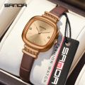 SANDA Fashion Square Women Watch Classic Leather Quartz Watch Top Brand Luxury Waterproof Ladies Wristwatch Girlfriend Gift. 