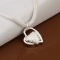 DOTEFFIL 925 Sterling Silver Gorgeous Charm Fashion Charm Heart Wedding Lady Love Necklace Noble Luxury 18 Inches Silver Jewelry.