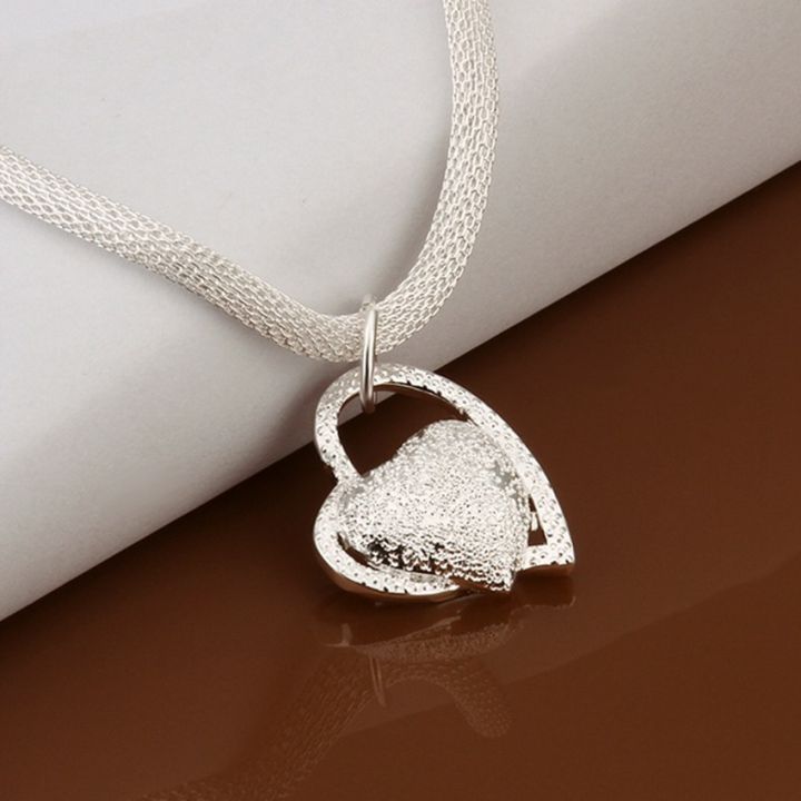 DOTEFFIL%20925%20Sterling%20Silver%20Gorgeous%20Charm%20Fashion%20Charm%20Heart%20Wedding%20Lady%20Love%20Necklace%20Noble%20Luxury%2018%20Inches%20Silver%20Jewelry%20-%20Image%203