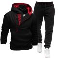 Mens Tracksuits Sweatshirt + Sweatpants Sportswear Zipper Hoodies Casual Male Clothing Large Size. 