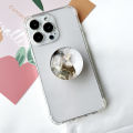 Marble Pattern Crystal Glass Phone Holder Foldable mobile phone Socket Crystal Glass phone grips. 