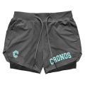 CRONOS Men's 2-in-1 Running Quick Drying Sport Shorts with Built-in Pockets for Fitness Gym Bodybuilding Workout.