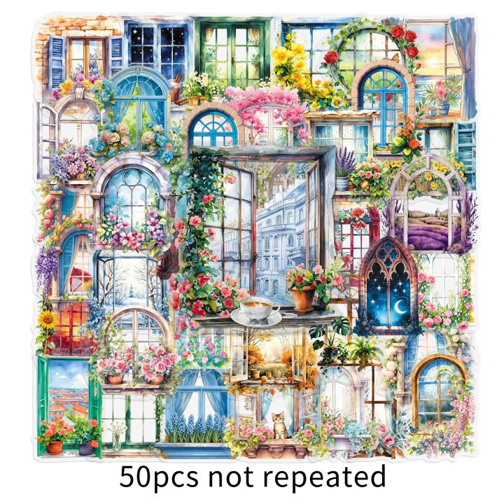 Sticker Beautiful View Out Window 50Pcs Waterproof Transparent Window - View Stickers - Adorable ...