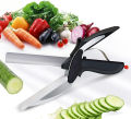 Clever Cutter 2 in 1 Food Chopper Kitchen Scissors Smart Cutter Kitchen Knife Shears Vegetable Slicer Dicer with Cutting Board. 
