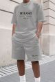 2026 New Summer Men's Letter Printed Comfortable and Breathable Round Neck T-shirt and Shorts Set Solid Color Colo Sportswear. 