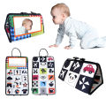 Black and white newborn mirror toy, tummy time for babies, high-contrast sensory crawling activity toy. 