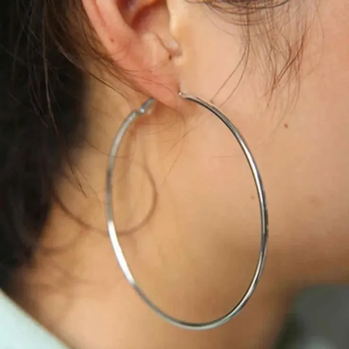 2pcs%2030-100mm%20Small%20Big%20Circle%20Hoop%20Earrings%20for%20Women%20Men,%20Stainless%20Steel%20Ear%20Ring%20Fashion%20Jewelry%20Gift%20Nightclub%20DJ%20-%20Image%205