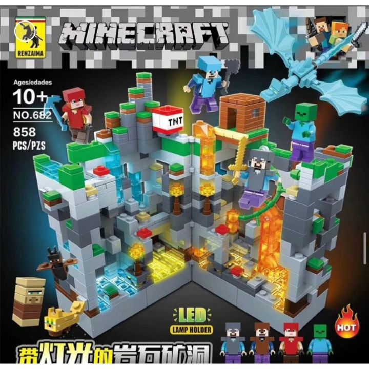 MineCraft The Snow Cave Building Blocks Mini Figures Toys with LED ...