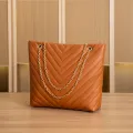 Women's Bag New Fashion Casual Embroidery Chain Shoulder Bag V-Pattern Lingge Handheld Shopping Bag Tote Bag. 