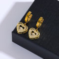Cute Beating Heart Zircon Crystal Necklace Earrings For Women 18K Gold Plated Stainless Steel Jewelry Set Female Clavicle Chain. 