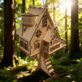 DIY Wooden Tree-Shaped House Model Kit 3D Puzzle Construction Fun Set Wooden Building Blocks  & Halloween . 