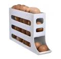 4 Layer Automatic Rolling Egg Holder Large Capacity Space Saving 30 Egg Container Plastic Egg Tray for Refrigerator Storage Box. 
