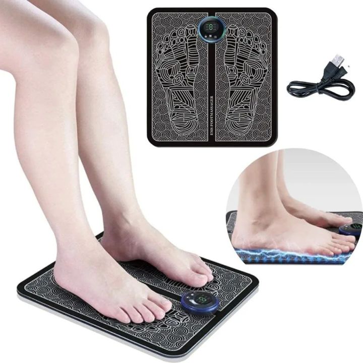 Foot Massage Pad, Portable Electric Massager Body Massager Muscle Simulator with Remote Control & Electrode Patch Feet Circulation Massager