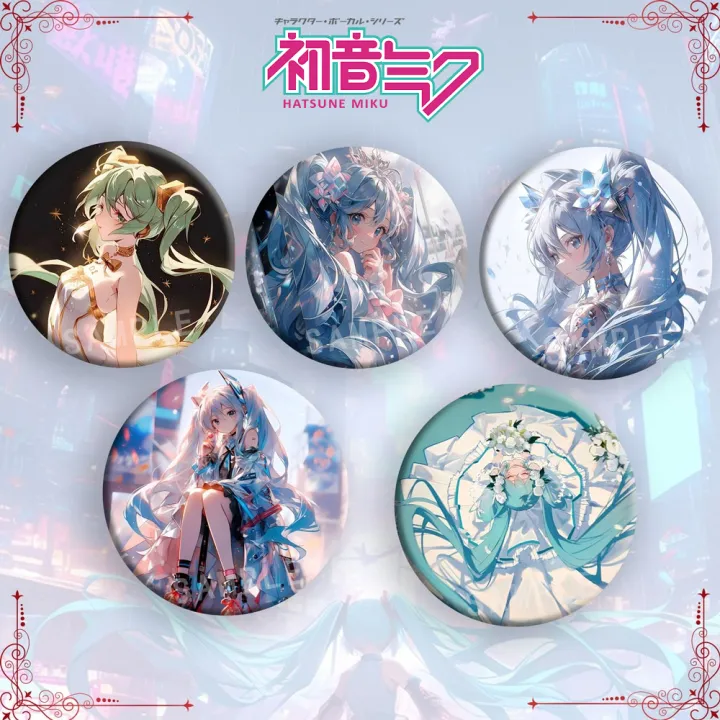 58/75mm Hatsune Miku Anime Merch Badge Kagamine Rin Len Virtual Singer ...