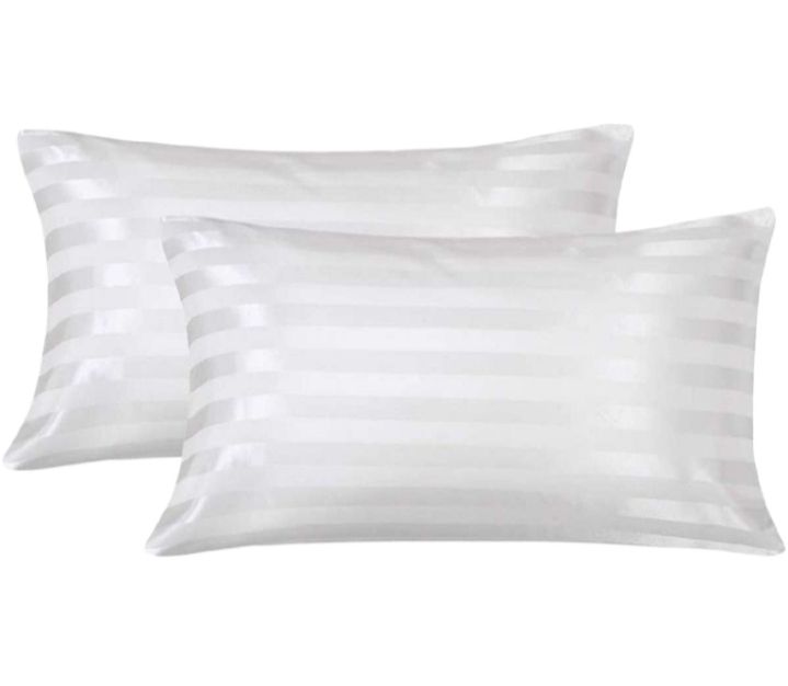 1Pair Pillow Covers Standard Size Easy to Clean Soft Texture Hotel Quality Stripe 2pcs Cases With Zipper