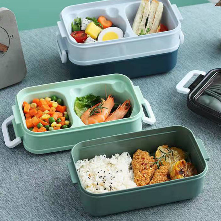 1pc%201400ml%20Double-layer%20Lunch%20Box%20Portable%20Compartment%20Food%20Box%20Microwave%20Lunch%20Box%20With%20Fork%20Chopsticks%20And%20Spoon%20Picnic%20Fresh%20-%20Image%202