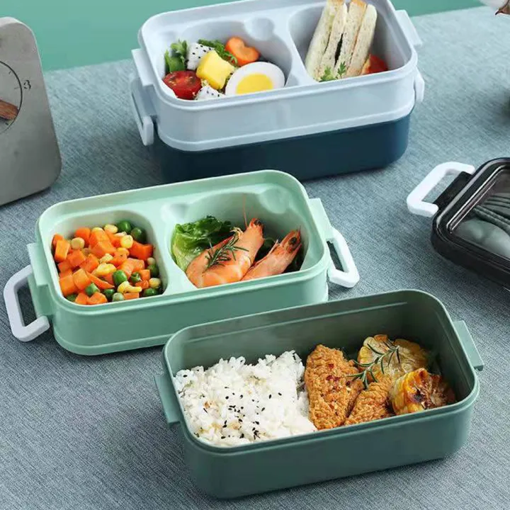 1pc%201400ml%20Double-layer%20Lunch%20Box%20Portable%20Compartment%20Food%20Box%20Microwave%20Lunch%20Box%20With%20Fork%20Chopsticks%20And%20Spoon%20Picnic%20Fresh%20-%20Image%202