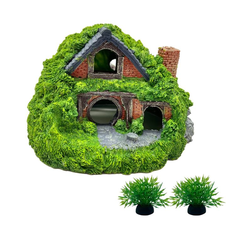 Aquarium Decoration Small Landscape Room Resin Cave Reptile Fish Tank Evacuation House Decoration Car Micro Landscape