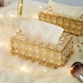 Luxury Crystal Tissue Box Holder - Elegant Gold & Silver, Square Napkin Dispenser For Living Room, Bathroom Decor & Gifts.