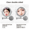 8 inch Wall Mounted Makeup Mirror 5/7/10X Magnifying Double Side Folding Arm Extend USB Charging Bathroom Smart Cosmetic Mirrors.