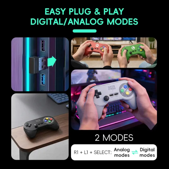 Data Frog PC07 Classic Style Wireless Game Controller, Dual Receiver ...