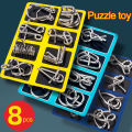 8Pcs/Set Metal Montessori Puzzle Wire Mind Brain Teaser Puzzles Children Adults Interactive Game Reliever Educational Toys.