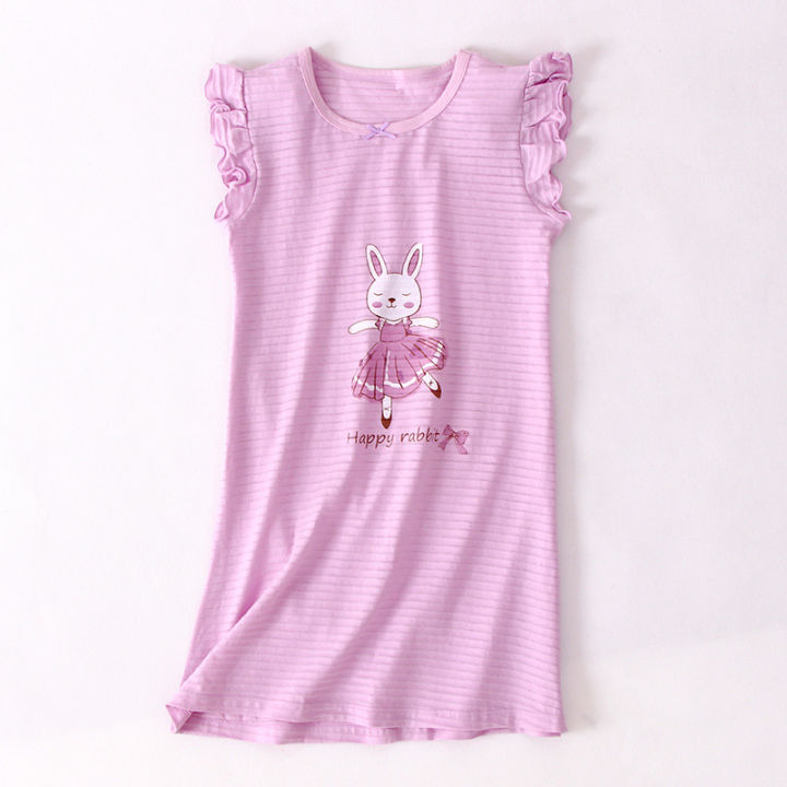 Girl Cotton Nightgown Dress Comfortable Cotton Girls' Nightdress Home Wear Children's Pajamas Size 100-170