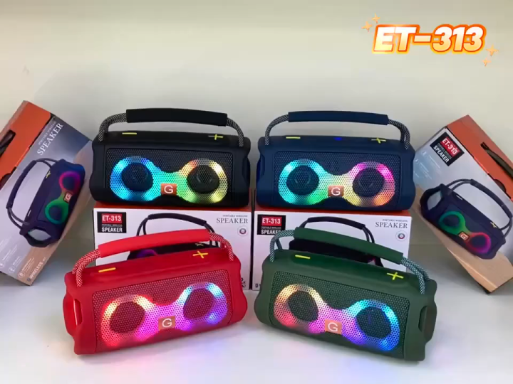 ET-313 Bluetooth, AUX, USB, TF Card & FM Radio Supported Hi-Fi Sound Colorful Lighting Party Bass Speaker With FM Radio