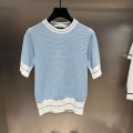 Korean Original Women's Golf Knitwear 2026 Summer, Cool Hollow Short-Sleeve T-Shirt with Logo, Breathable Trendy Top for Daily.