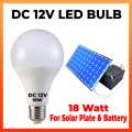 DC 12V LED Bulb 18 Watts Screw Type E27 (Daylight White)- Solar Bulb DC Bulb Battery Bulb. 