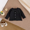 Baby knitted cardigan girls children's clothes spring pit strip princess solid color top western style coat.