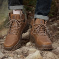 High-Top Leather Men's Boots Breathable Desert Combat Boots Outdoor Non-slip Hiking Boots Men Motorcycle Boots Work Ankle Boots. 