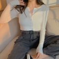 Autumn Spring Slimming Machine Short Top Cardigan Long Sleeve T-shirt One Size. 