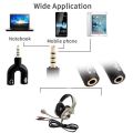 U Shaped 3.5mm Stereo TRRS 4 Pole Plug to Mic and Headset Female Audio Splitter-Divider. 