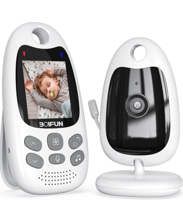 BOIFUN Video Baby Monitor(Amazon UK) with Camera, No WiFi, ECO, Night Vision, Two-way Audio, 8 Lullabies, Feeding Reminder, Smart Temperature