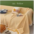 Solid Color Cotton Thread Blanket Simple Cushion Ins Wind Sofa Cover Double-Sided Available  Four Seasons Fashion Lunch Blanket. 