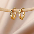 Stainless Steel Irregular Twist Earrings for Women Gold Color Round Hoop Earrings Fashion Jewelry Wedding  Free Shipping. 