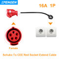 IPENGEN EV Charger Adapter Schuko Plug to CEE Red Power Female Plug 5 Pins Socket Adapter Connect with 16A 3 Phase 11KW Charger. 