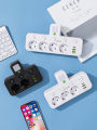 EU plug and socket 4 sockets, multi plug wall power plug and socket without extension cable or USB and Type-C port. 