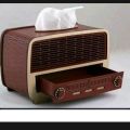 Tissue box holder wooden retro radio tissue paper box  desktop tissue paper dispenser storage napkin organizer tissue paper box holder. 